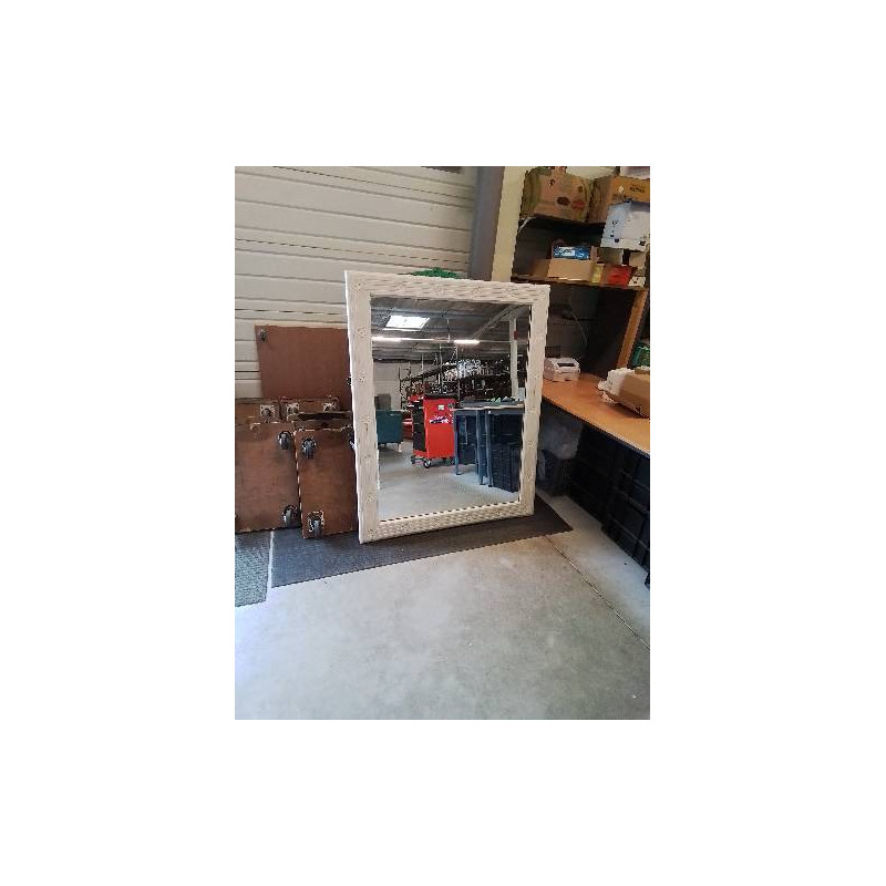 MIROIR RECTANGULAIRE BOIS PEINT SCULPTÉ AUX FLEURETTES