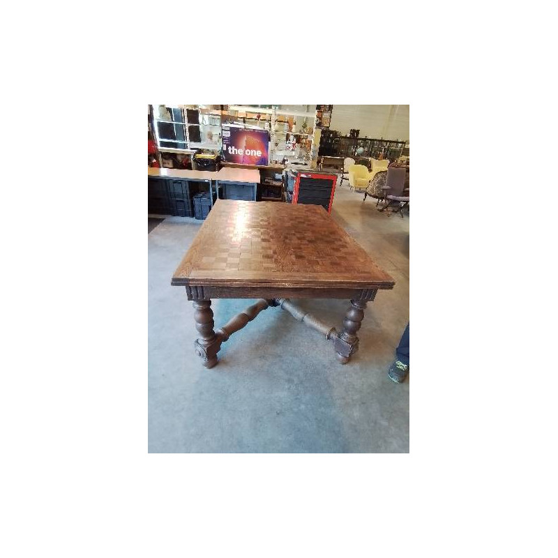 TABLE RECTANGULAIRE STYLE RENAISSANCE A RALLONGES DE 2X58 CM DEBUT XXE