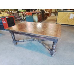 TABLE RECTANGULAIRE STYLE RENAISSANCE A RALLONGES DE 2X58 CM DEBUT XXE