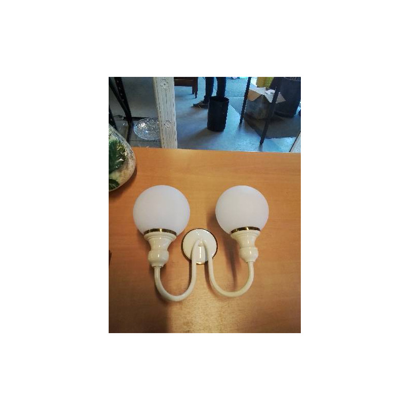 APPLIQUE MURALE  MÉTAL BEIGE 2 FEUX BOULES