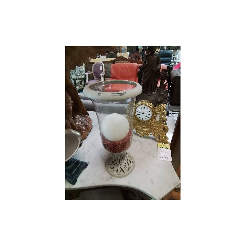 PHOTOPHORE VERRE ET MÉTAL TAUPE 