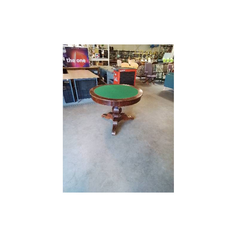 TABLE A JEU RONDE ACAJOU 4 TIROIRS DEBUT XIXE