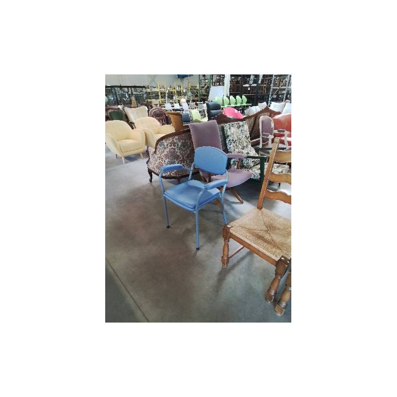 FAUTEUIL D’AISANCE MÉTAL ET PU BLEU