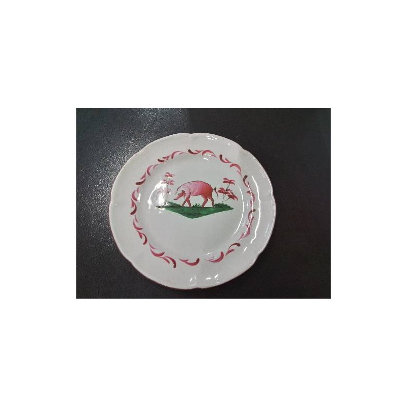 ASSIETTE AU COCHON CERAMIQUE LES ISLETTES FIN XVIIIE DEBUT XIXE 