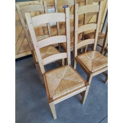 6 CHAISES CHÊNE BLOND PAILLÉ DOSSIER 3 BARREAUX 