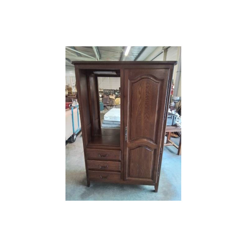 ARMOIRE BOIS MOULURÉ 1 NICHE 3 TIROIRS 1 PORTE STYLE RÉGENCE 