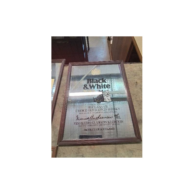 MIROIR PUBLICITAIRE BLACK&WHITEVSCOTCH WISKY