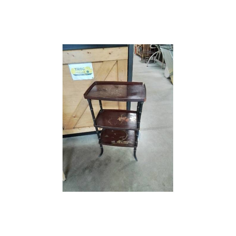 CONSOLE 3 NIVEAUX BOIS NOIRCI DÉCOR OISEAUX NAPOLÉON III EN L\'ÉTAT 