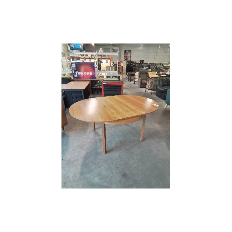 TABLE RONDE BOIS CLAIR A RALLONGES PAPILLON ANNÉES 60 116X73,5CM