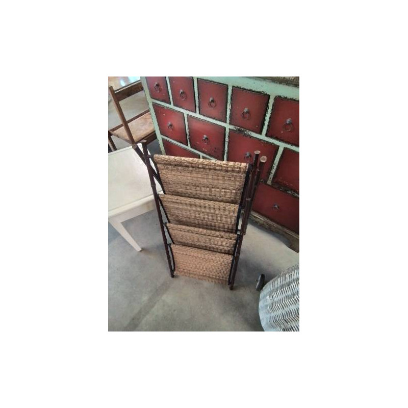 PORTE REVUES PLIANT BAMABOU ET TISSU 