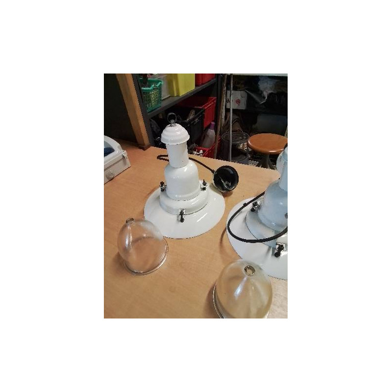 SUSPENSION STYLE MARINE MÉTAL BLANC ET VERRE