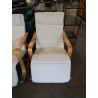 FAUTEUIL A BASCULE PIED RÉGLABLE PIÈTEMENT BOIS CLAIR ASSISE TISSU ECRU SONGMICS