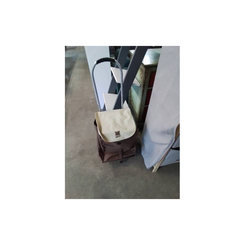 SAC DE COURSES  A ROULETTES TISSU MARRON BEIGE GIMI