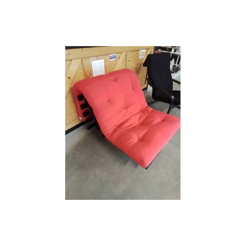 FUTON BOIS NOIR ASSISE TISSU ROUGE KARUP