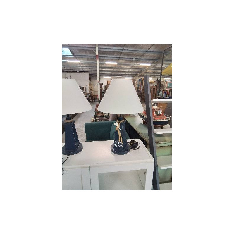 LAMPE A POSER BOIS BLEU CLUB NAUTIQUE AJ ÉCRU 