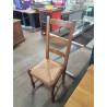 CHAISE BOIS PAILLÉ A ENTRETOISE HAUT DOSSIER 3 BARREAUX 
