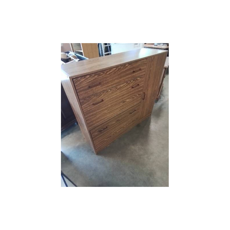 MEUBLE RANGE CHAUSSURES BOIS MARRON 1 PORTE 3 TIROIRS 