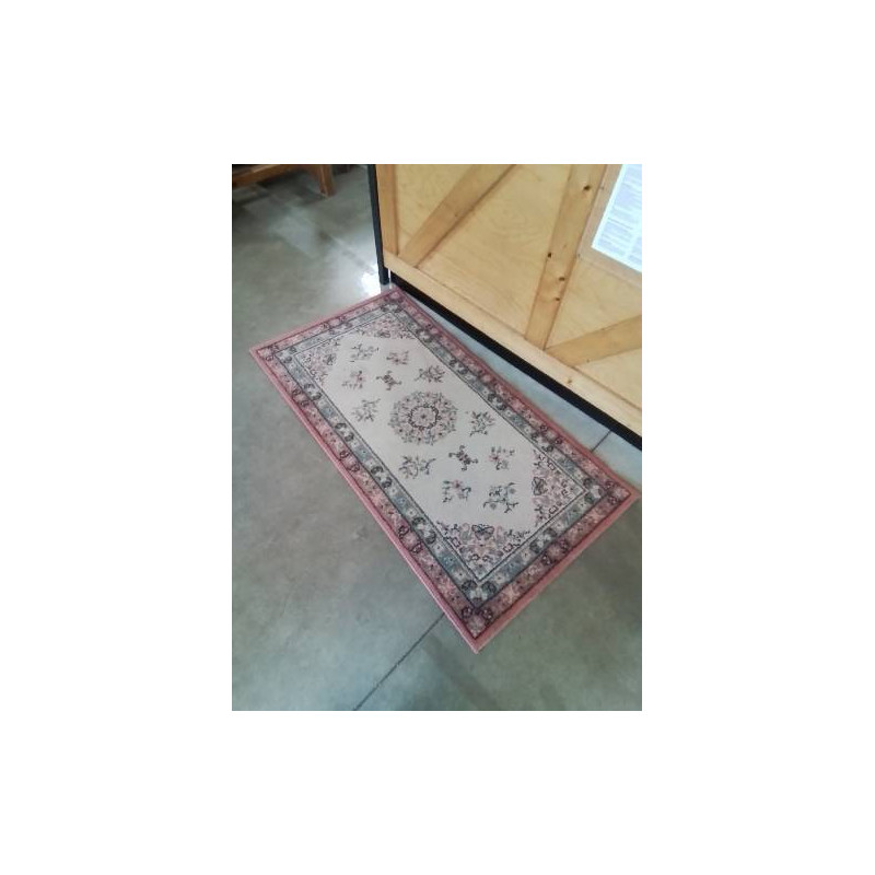 TAPIS LAINE VIEUX ROSE ECRU VERT 150X80CM