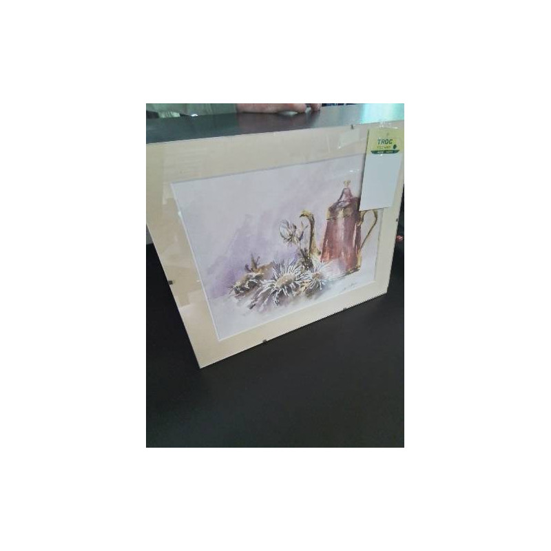 AQUARELLE NATURE MORTE CAFETIÈRE 