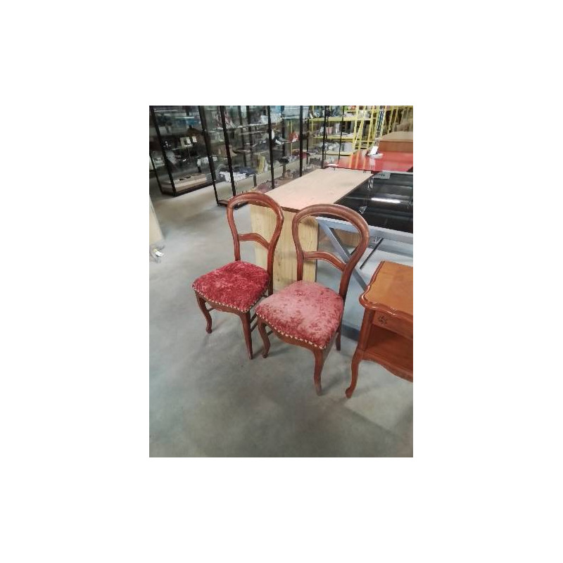 PAIRE DE CHAISES NAPOLÉON III ACAJOU ASSISE  VELOURS ROUGE 