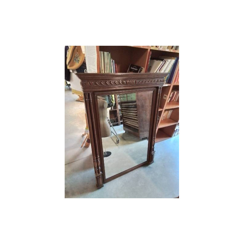 MIROIR RECTANGULAIRE A COLONNES 125X95CM FIN XIXE