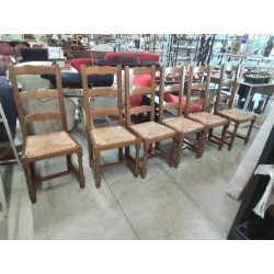 6 CHAISES BOIS PAILLÉ HAUT...
