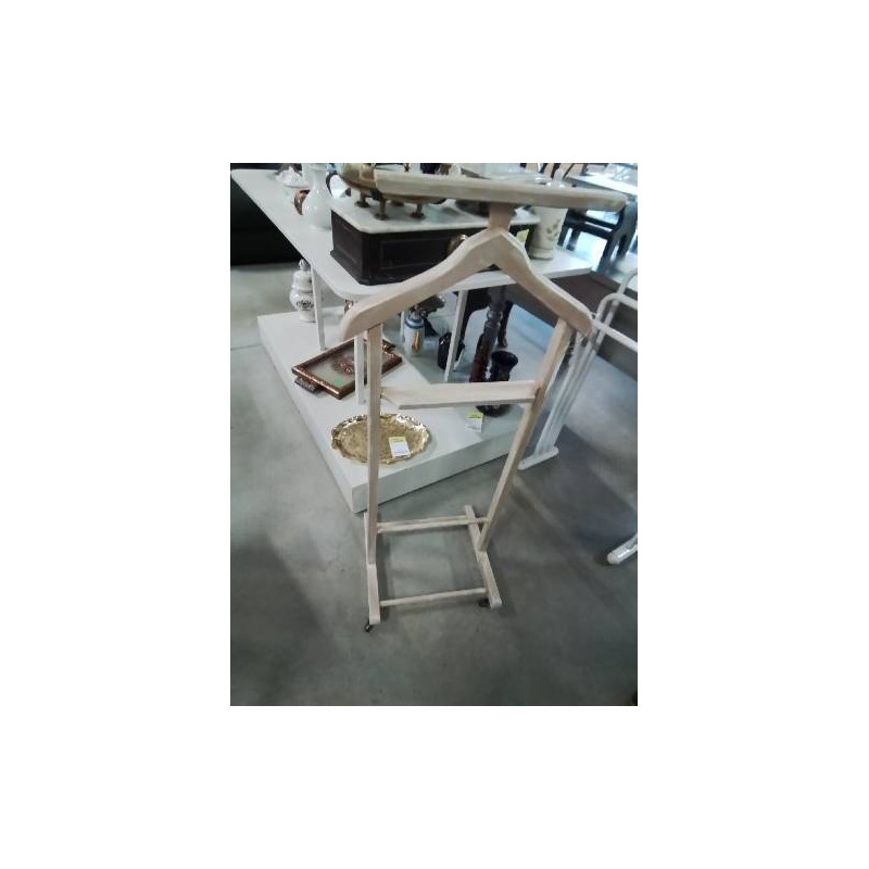 VALET DE NUIT A ROULETTES BOIS PEINT ECRU