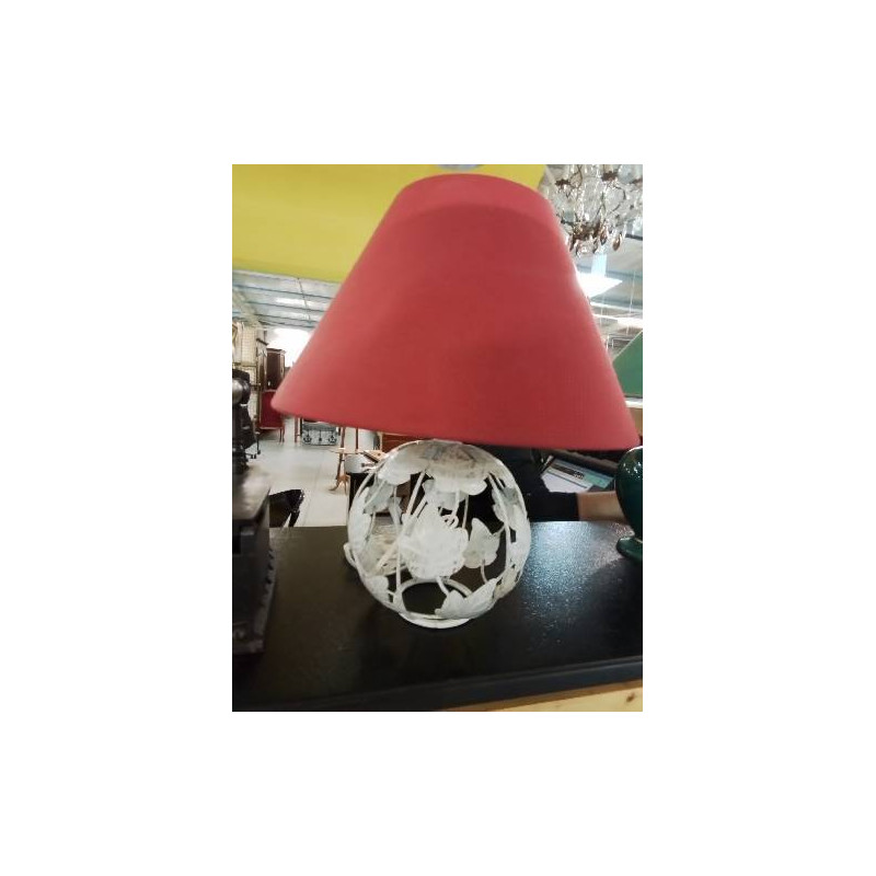 LAMPE BOULE METAL AUX FEAJ ROUGE
