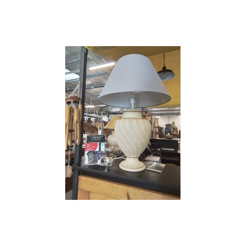 LAMPE BALUSTRE CÉRAMIQUE ECRU AJ GRIS 