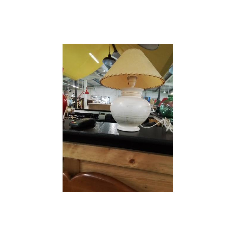 LAMPE CÉRAMIQUE ECRU ET DORÉ AJ OCRE