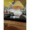 LAMPE CÉRAMIQUE ECRU ET DORÉ AJ OCRE