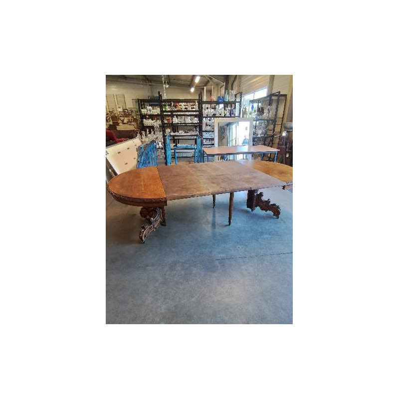 TABLE OVALE EXTENSIBLE BOIS SCULPTÉ 120X71CM 3RAL45CM