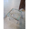 TABLE BASSE CARRÉE FER FORGÉ VERT PLATEAU VERRE