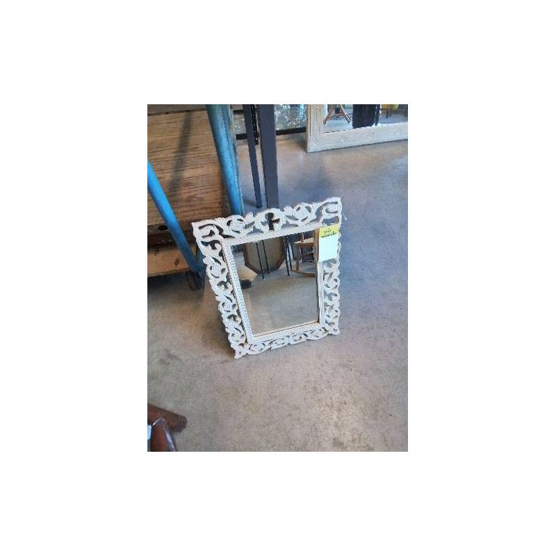 MIROIR RECTANGULAIRE BOIS AJOURÉ ECRU