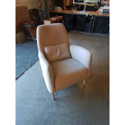 FAUTEUIL TISSU BEIGE PIEDS...