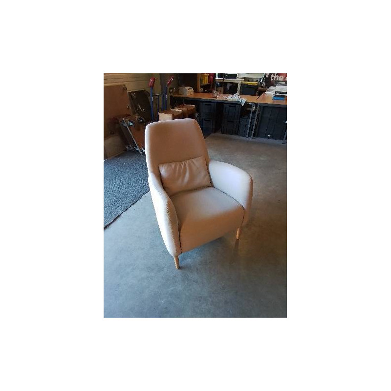 FAUTEUIL TISSU BEIGE PIEDS BOIS CLAIR HABITAT