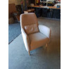 FAUTEUIL TISSU BEIGE PIEDS BOIS CLAIR HABITAT