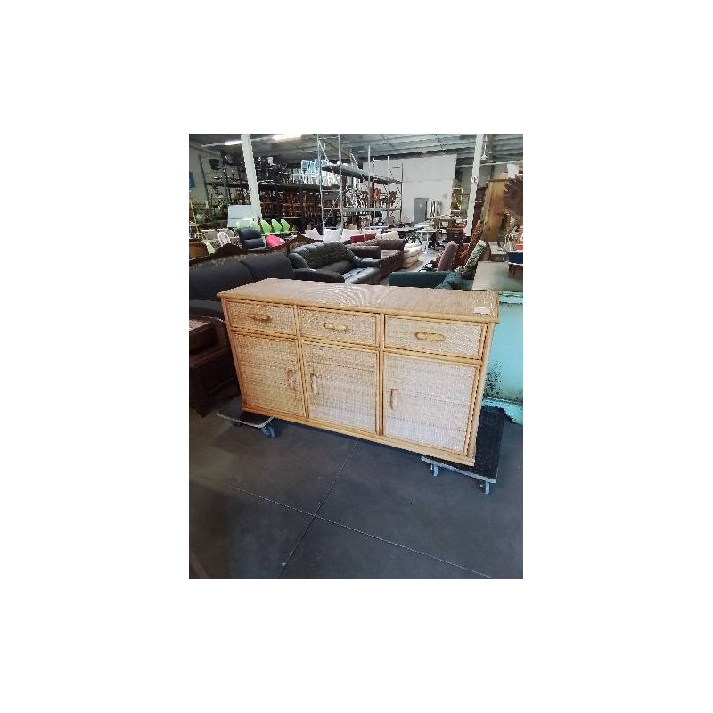 ENFILADE ROTIN ET VANNERIE 3 PORTES 3 TIROIRS 