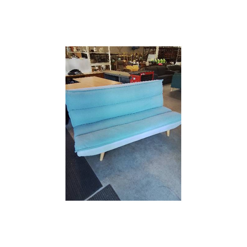 CANAPÉ CONVERTIBLE TISSU BLEU PIEDS BOIS CLAIR