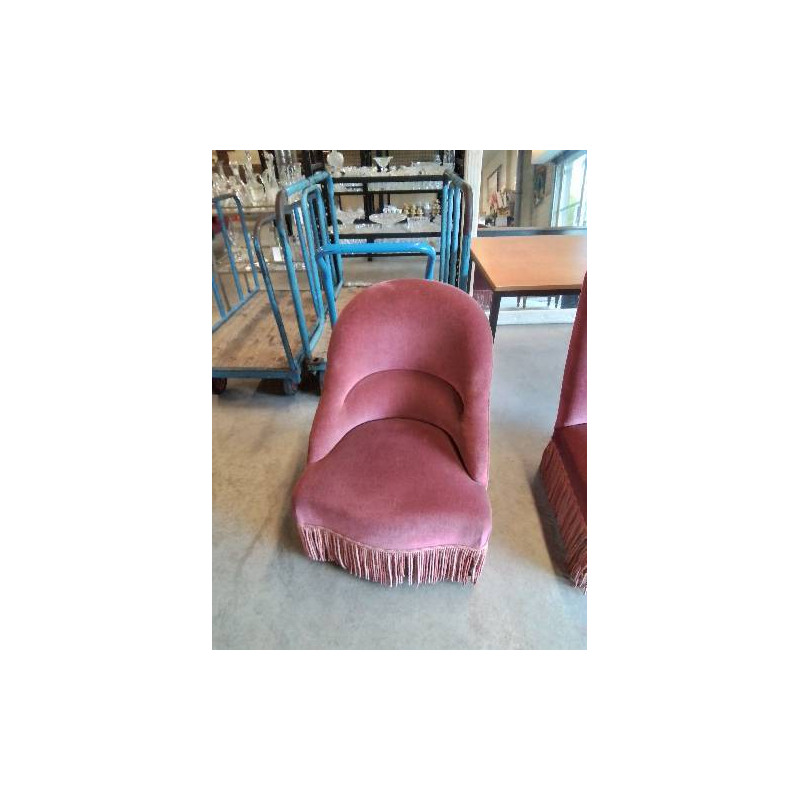 CRAPAUD TISSU VIEUX ROSE A FRANGES NAPOLÉON III 