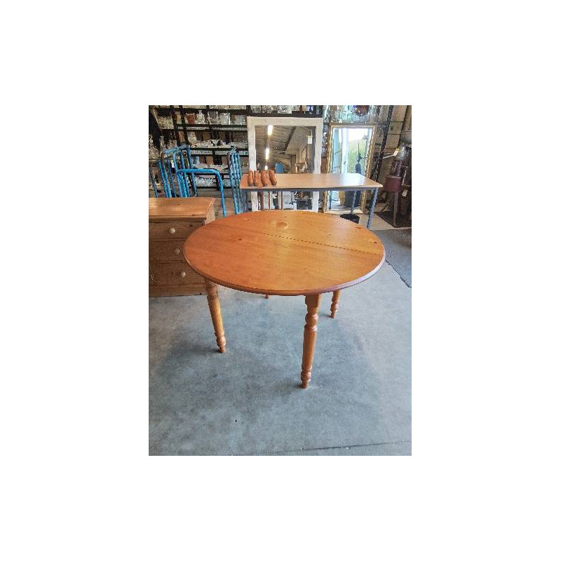 TABLE RONDE PIN EXTENSIBLE 110X76CM 4 RALLONGES DE 40CM EN L\'ÉTAT 