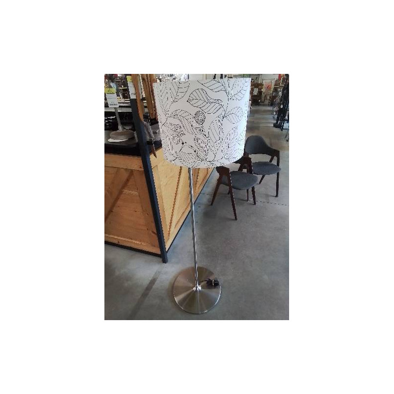 LAMPADAIRE 3 FEUX MÉTAL CHROMÉ AJ ECRU FLEURI IKEA STOCKHOLM TYP G0911