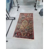 TAPIS LAINE FAIT MAIN ROUGE OCRE BLEU 135X70CM