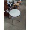TABOURET ROND PIÈTEMENT METAL CHROMÉ ASSISE FORMICA VERT ANNÉES 70