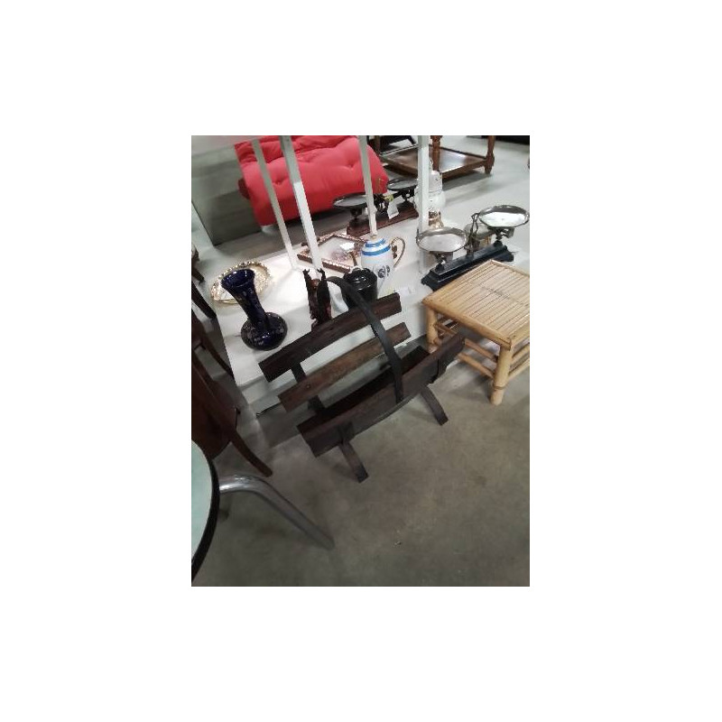 PORTE BÛCHES BOIS CERCLÉ FER FORGÉ 