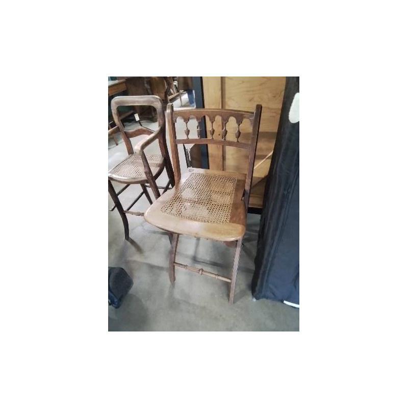 CHAISE DE PIANISTE PLIANTE BOIS CANNÉ FIN XIXE