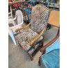 FAUTEUIL BOIS CLAIR STYLE LOUIS XIII DOSSIER CINTRÉ TISSU FLEURI 
