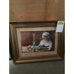 AQUARELLE FEMME A LA LAMPE...