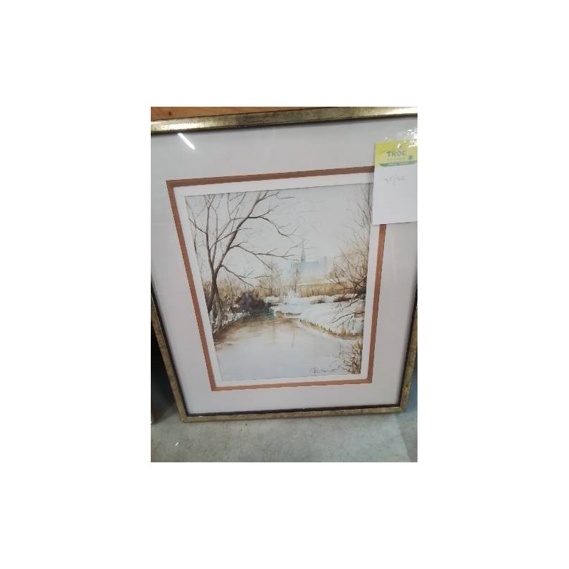 AQUARELLE FORÊT ET LAC ENNEIGÉ 