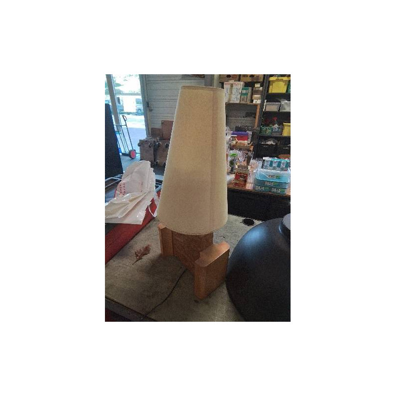 LAMPE STYLE ART DÉCO BOIS CLAIR AJ CONIQUE ECRU